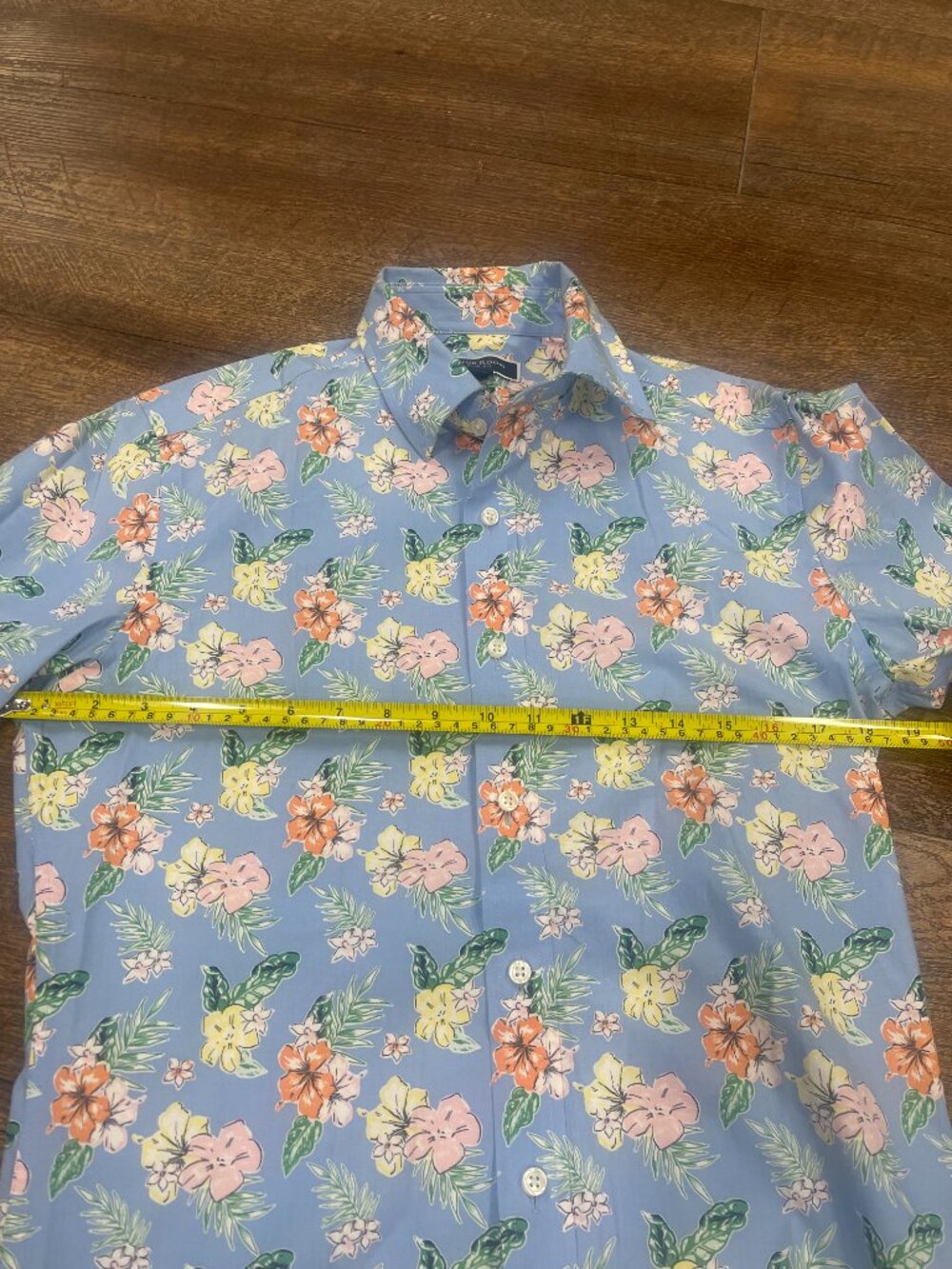 Club Room Slim Fit Blue Tropical Floral Button Shirt Small - Picture 2 of 7